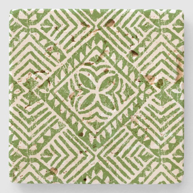 Dessous-de-verre En Pierre Samoan Tapa Hawaiian Tiki Bar Coattes en pierre (Devant)