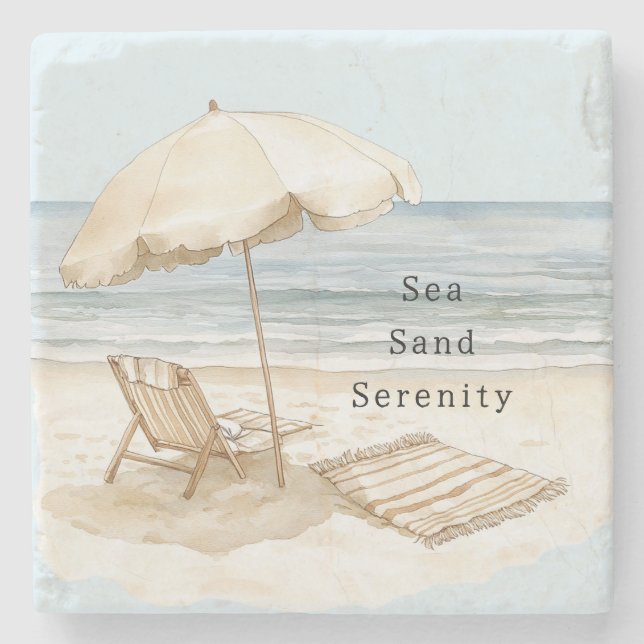 Dessous-de-verre En Pierre Sand Beach Serenity Umbrella (Devant)