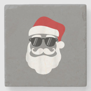 Dessous-de-verre En Pierre Santa Claus avec lunettes de soleil Drôle Noël Des
