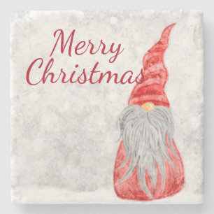 Dessous-de-verre En Pierre Santa Claus Gnome sur terrain neigeux