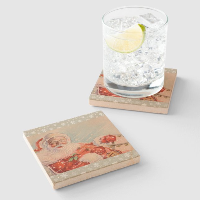 Dessous-de-verre En Pierre Santas Sleigh Ride Dessous de verre de vacances (Côté)