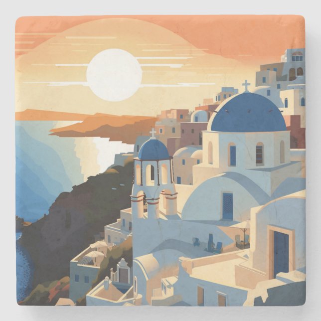 DESSOUS-DE-VERRE EN PIERRE SANTORINI GRÈCE N° 1 (Devant)