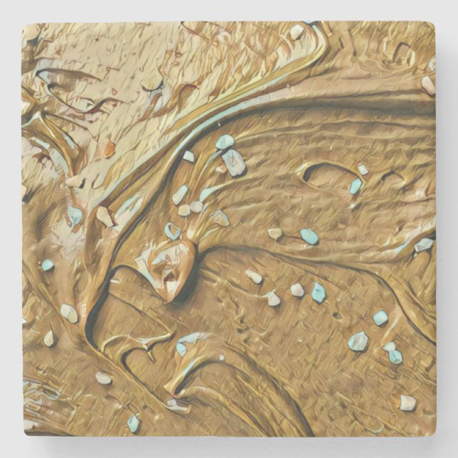 Dessous-de-verre En Pierre Saupoudrer de gâteau de crème glacée au chocolat f (Devant)