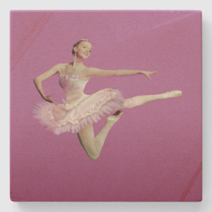 Dessous-de-verre En Pierre Saut de la ballerine dans le rose et le blanc