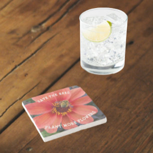 Dessous-de-verre En Pierre Sauvez les abeilles Orange Dahlia Floral