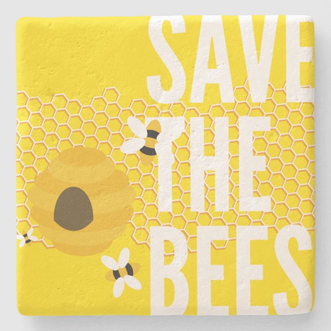 Dessous-de-verre En Pierre SAve Les abeilles HONEYCOMB HONEYCOMB HONey POT (Devant)