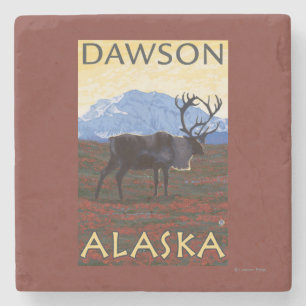 Dessous-de-verre En Pierre Scène de caribou - Dawson, Alaska