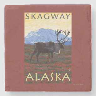 Dessous-de-verre En Pierre Scène de caribou - Skagway, Alaska