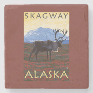 Dessous-de-verre En Pierre Scène de caribou - Skagway, Alaska