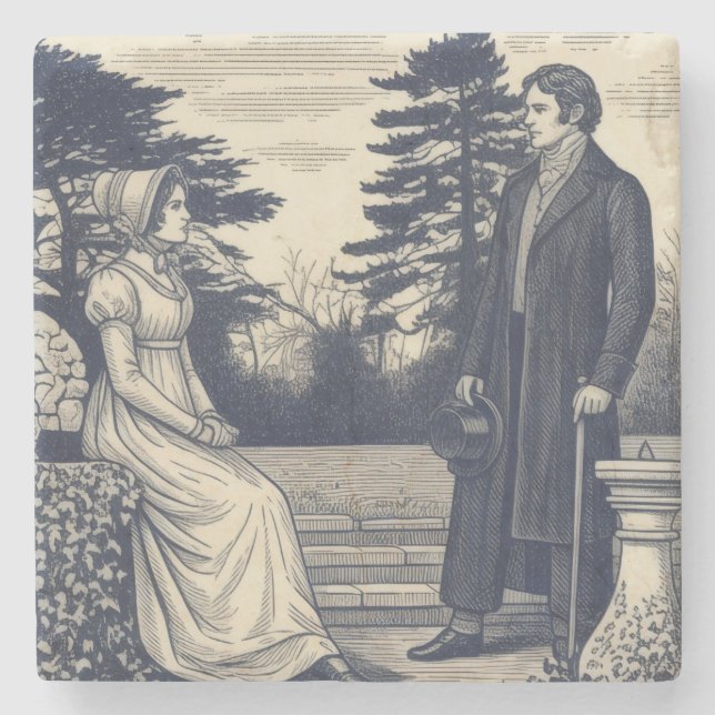 Dessous-de-verre En Pierre Scène de Darcy & Elizabeth (Devant)