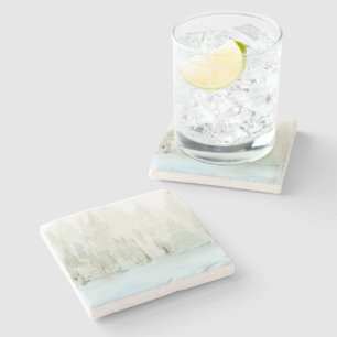 Dessous-de-verre En Pierre Scène de forêt moderne à l'aquarelle