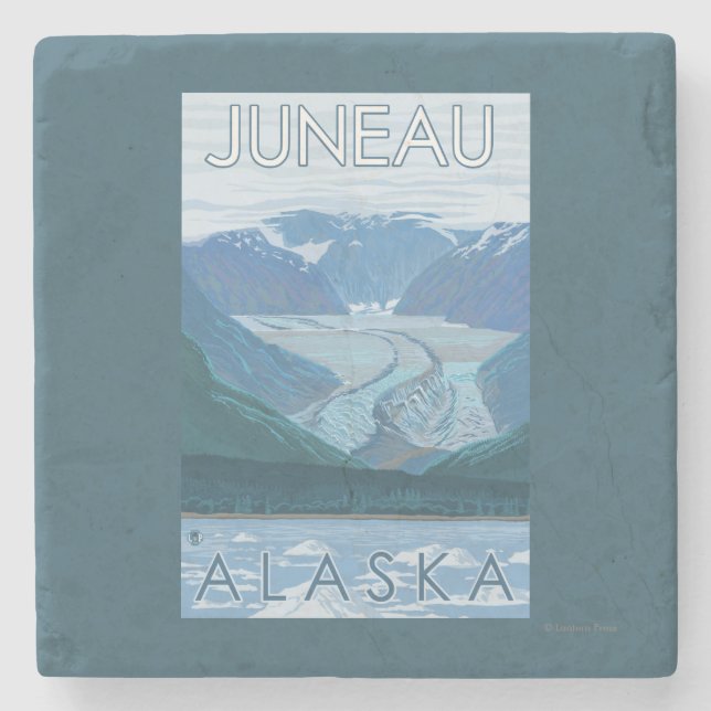 Dessous-de-verre En Pierre Scène de glacier - Juneau, Alaska (Devant)