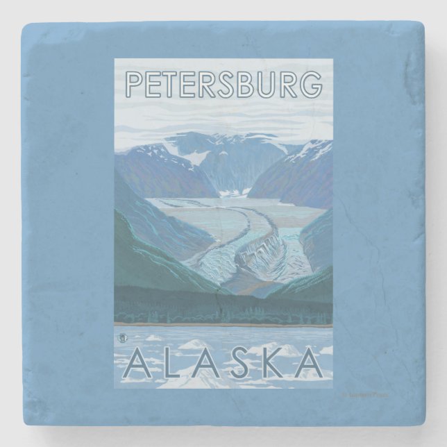 Dessous-de-verre En Pierre Scène de glacier - Pétersbourg, Alaska (Devant)