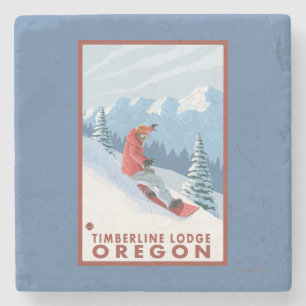 Dessous-de-verre En Pierre Scène de surfeur - loge de Timberline, Orégon