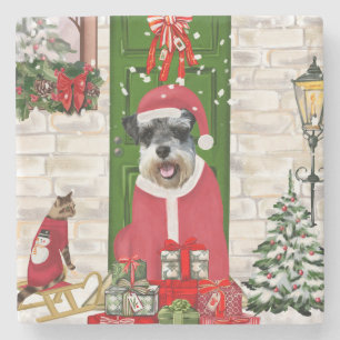Dessous-de-verre En Pierre Schnauzer Chien Noël