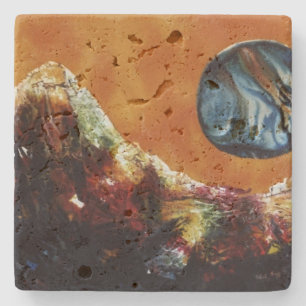 Dessous-de-verre En Pierre Sci-Fi lune d'eau en orbite basse sur la planète a