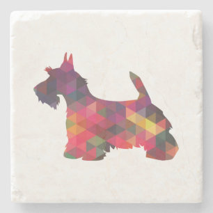 Dessous-de-verre En Pierre Scottie Chien race Geo Silhouette Multi