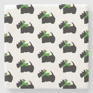 Dessous-de-verre En Pierre Scottish Terrier Joyeux Noël Plaid