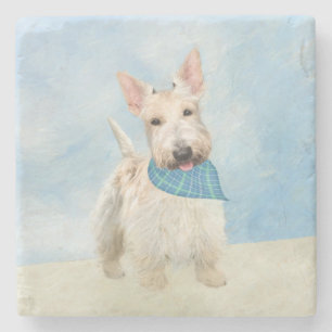 Dessous-de-verre En Pierre Scottish Terrier Wheaten Dog Painting Art original
