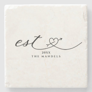 Dessous-de-verre En Pierre Script de calligraphie moderne personnalisé