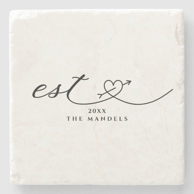 Dessous-de-verre En Pierre Script de calligraphie moderne personnalisé (Devant)