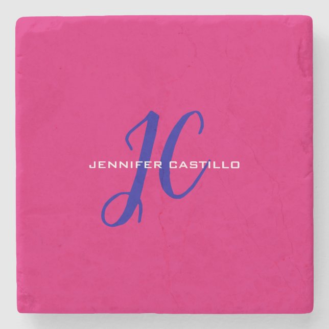 Dessous-de-verre En Pierre Script de calligraphie professionnelle Monogramme  (Devant)