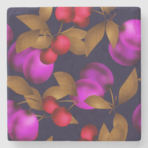 Dessous-de-verre En Pierre Seamless dark plum fruits purple berries cherry