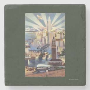 Dessous-de-verre En Pierre Seattle, Washington - vue du centre ville