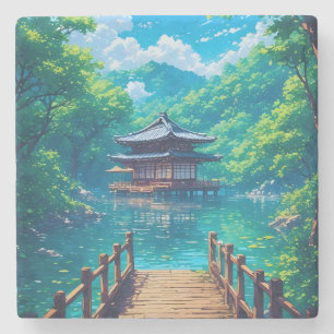 Dessous-de-verre En Pierre (Seijaku no Kohan) - Sérénité au bord du lac