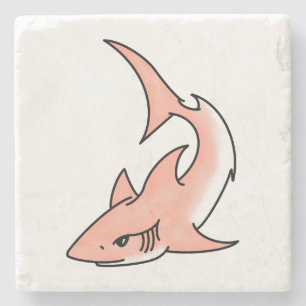Dessous-de-verre En Pierre semaine de requin rose dessin animé tatouage art o