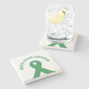 Dessous-de-verre En Pierre Sensibilisation à la santé mentale Ribbon vert