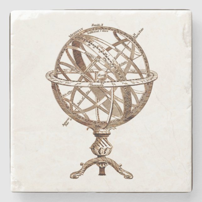Dessous-de-verre En Pierre Sépia armillaire de cru de sphère céleste (Devant)