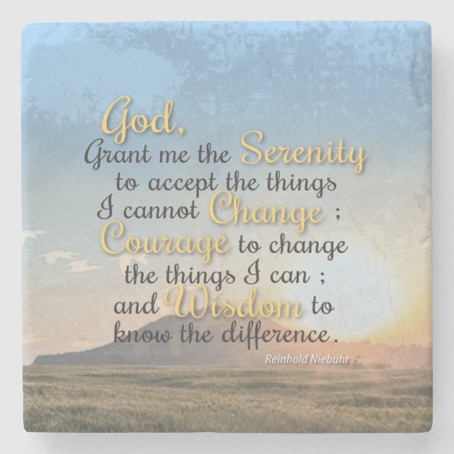 Dessous-de-verre En Pierre Sérénité, Courage et Sagesse (Devant)