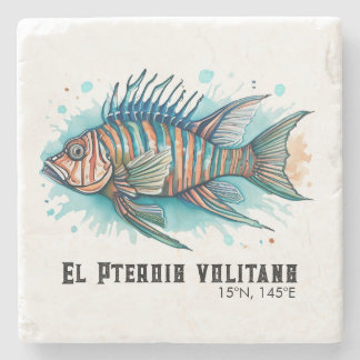 Dessous-de-verre En Pierre Série Aquarelle : Poisson-Lion