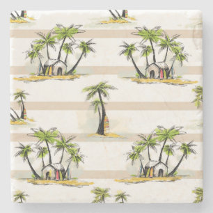 Dessous-de-verre En Pierre Shack tropical et paumes