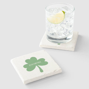 Dessous-de-verre En Pierre Shamrocks verts Saint-Patrick's Day Nom personnali