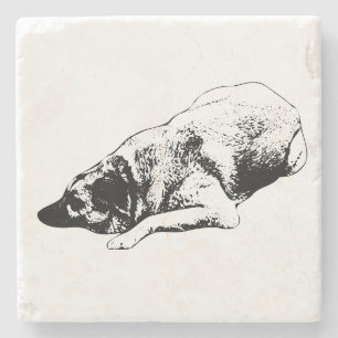 Dessous-de-verre En Pierre Sharp Ink Dog ajoute une humeur reposante à la tab