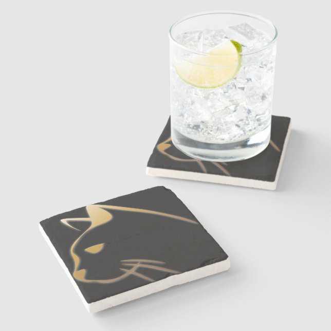 Dessous-de-verre En Pierre Silhouette de chat (Côté)