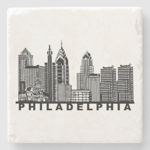 Dessous-de-verre En Pierre Silhouette de l'horizon de Philadelphie