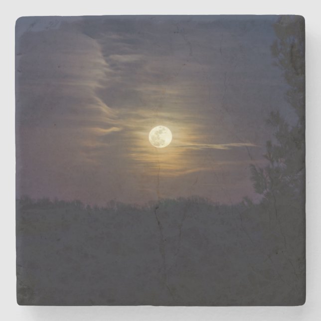 Dessous-de-verre En Pierre Silhouette de lune (Devant)