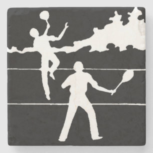 Dessous-de-verre En Pierre Silhouette De Tennis Rétro