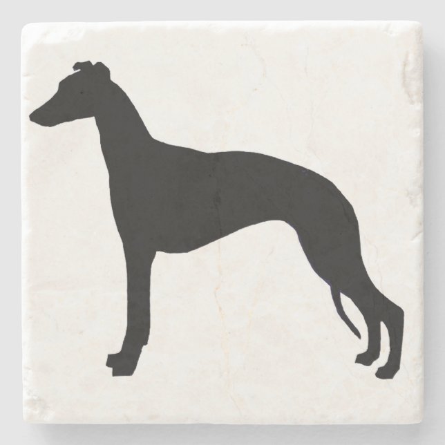 Dessous-de-verre En Pierre Silhouette de Whippet (Devant)
