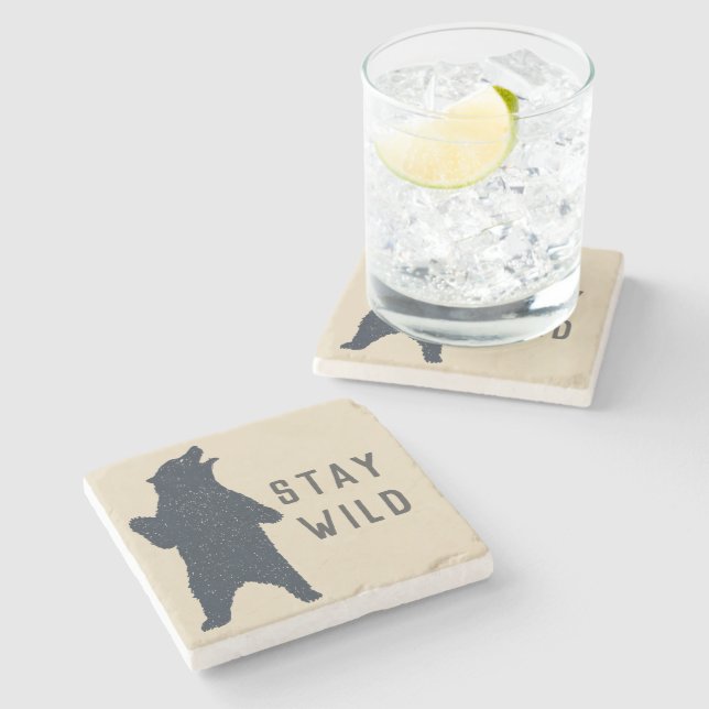 Dessous-de-verre En Pierre Silhouette d'ours sauvage (Côté)