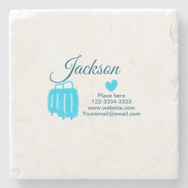 Dessous-de-verre En Pierre Simple minimum ajouter votre nom texte place ville (Devant)