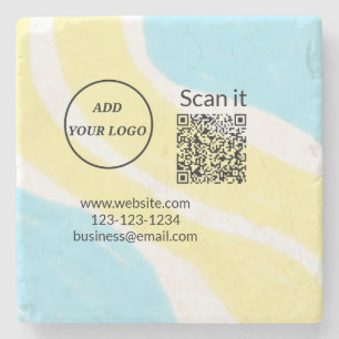 Dessous-de-verre En Pierre Simple minimum q r code ajouter logo code d'analys