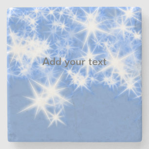 Dessous-de-verre En Pierre Simple paillettes bleues scintillantes étoiles ajo