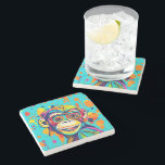 Dessous-de-verre En Pierre Singe souriant<br><div class="desc">Singe souriant - adorable art coloré</div>