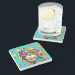 Dessous-de-verre En Pierre Singe souriant<br><div class="desc">Singe souriant - adorable art coloré</div>