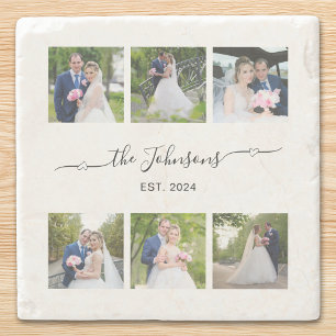 Dessous-de-verre En Pierre Six mariages Photo Heart Swash Signature
