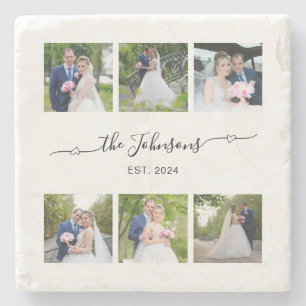 Dessous-de-verre En Pierre Six mariages Photo Heart Swash Signature